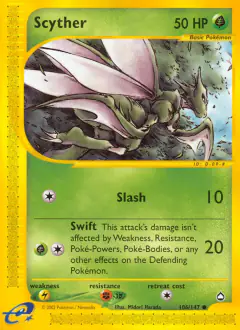 Scyther Common card from Aquapolis