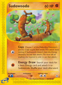 Sudowoodo Rare card from Aquapolis