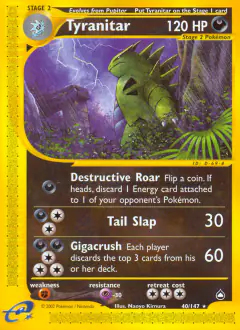 Tyranitar Rare card from Aquapolis