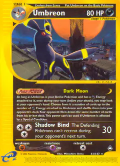 Umbreon Rare card from Aquapolis