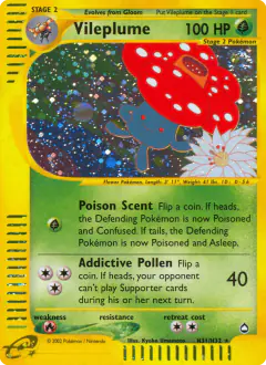 Vileplume Rare Holo card from Aquapolis