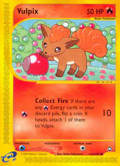 Vulpix Common card from Aquapolis