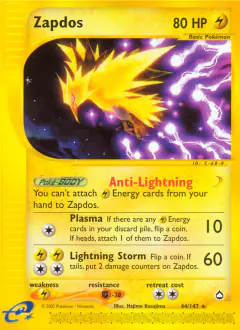 Zapdos Rare card from Aquapolis