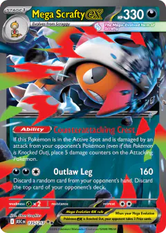 Mega Scrafty ex Double Rare card from Ascended Heroes