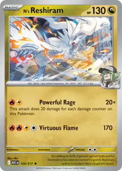 N's Reshiram Rare card from Ascended Heroes