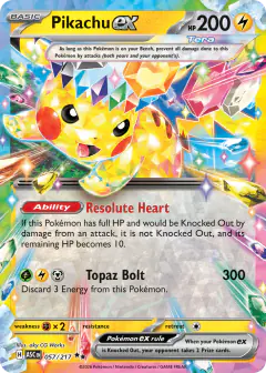 Pikachu ex Double Rare card from Ascended Heroes