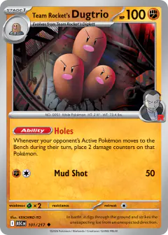 Team Rocket's Dugtrio Uncommon card from Ascended Heroes