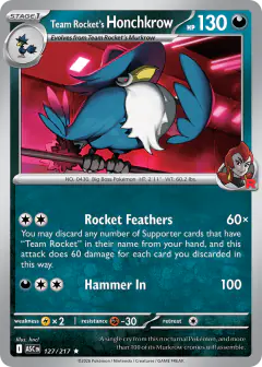 Team Rocket's Honchkrow Rare card from Ascended Heroes