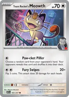 Team Rocket's Meowth Common card from Ascended Heroes