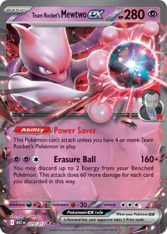 Team Rocket's Mewtwo ex Double Rare card from Ascended Heroes