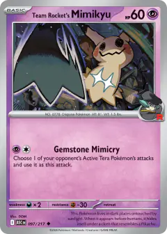 Team Rocket's Mimikyu Uncommon card from Ascended Heroes