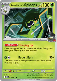 Team Rocket's Spidops Rare card from Ascended Heroes