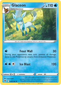 Glaceon Rare card from Astral Radiance