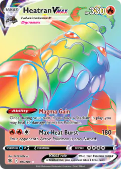 Heatran VMAX Rare Rainbow card from Astral Radiance