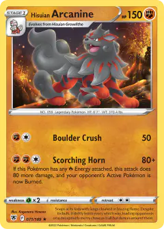 Hisuian Arcanine Rare card from Astral Radiance