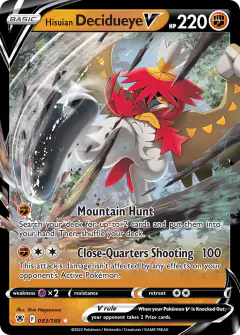Hisuian Decidueye V Rare Holo V card from Astral Radiance