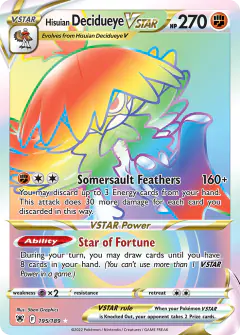 Hisuian Decidueye VSTAR Rare Rainbow card from Astral Radiance