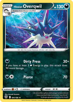 Hisuian Overqwil Rare card from Astral Radiance
