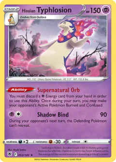 Hisuian Typhlosion Rare Holo card from Astral Radiance