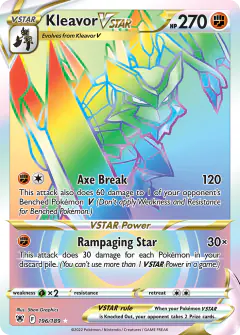 Kleavor VSTAR Rare Rainbow card from Astral Radiance