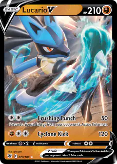 Lucario V Rare Holo V card from Astral Radiance
