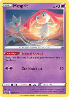 Mesprit Rare Holo card from Astral Radiance