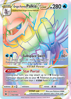 Origin Forme Palkia VSTAR Rare Rainbow card from Astral Radiance