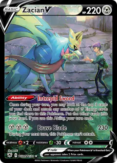 Zacian V Rare Holo V card from Astral Radiance