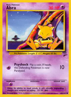 Abra Common card from Base Set 2