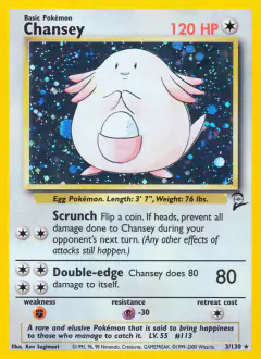 Chansey Rare Holo card from Base Set 2