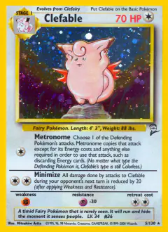 Clefable Rare Holo card from Base Set 2