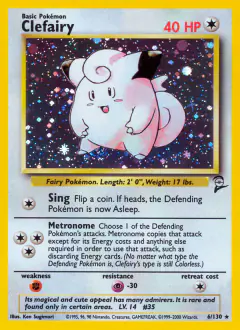Clefairy Rare Holo card from Base Set 2