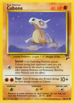 Cubone Common card from Base Set 2