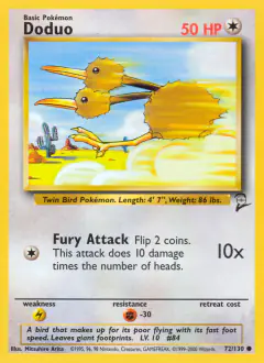 Doduo Common card from Base Set 2
