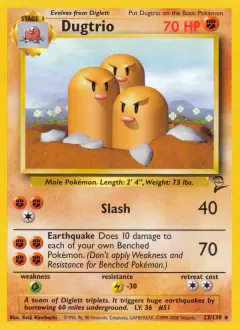 Dugtrio Rare card from Base Set 2