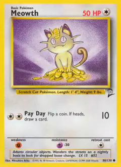 Meowth Common card from Base Set 2