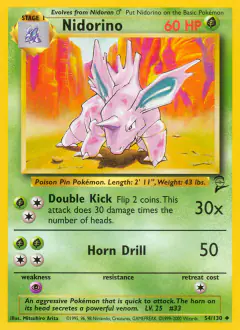 Nidorino Uncommon card from Base Set 2
