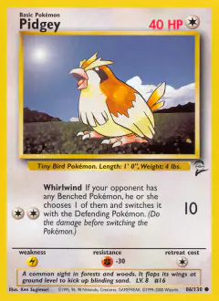 Pidgey Common card from Base Set 2