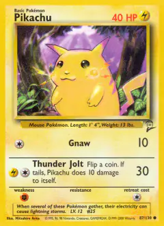 Pikachu Common card from Base Set 2