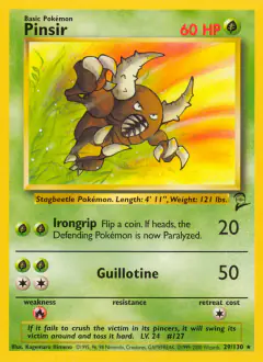 Pinsir Rare card from Base Set 2