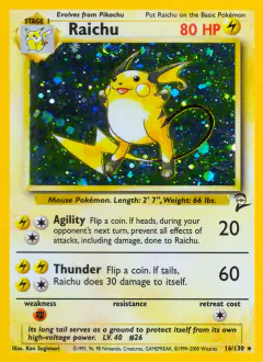 Raichu Rare Holo card from Base Set 2