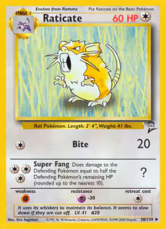 Raticate Uncommon card from Base Set 2