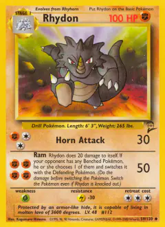 Rhydon Uncommon card from Base Set 2