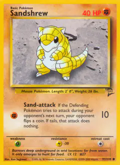 Sandshrew Common card from Base Set 2