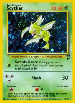 Scyther Rare Holo card from Base Set 2