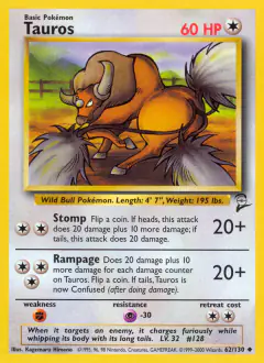 Tauros Uncommon card from Base Set 2