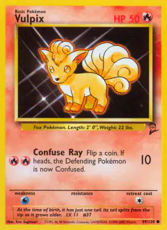 Vulpix Common card from Base Set 2