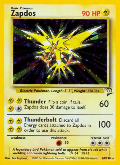 Zapdos Rare Holo card from Base Set 2