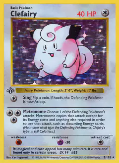 Clefairy Rare Holo card from Base Set