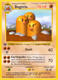 Dugtrio Rare card from Base Set